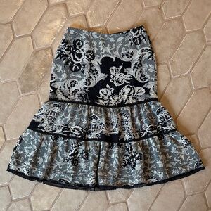 Express Black and Gray Floral A-Line Skirt